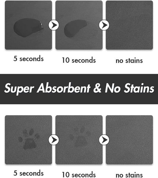 MontVoo-Absorbent Pet Feeding Mat-No Stains Pet Mat for Food and Water Bowl-Quick Dry Cat & Dog Food Mat Water Dispenser Mat-Pet Supplies Mat-Dog Water Bowl Mat for Messy Drinker,(Darkgrey,17"x28")