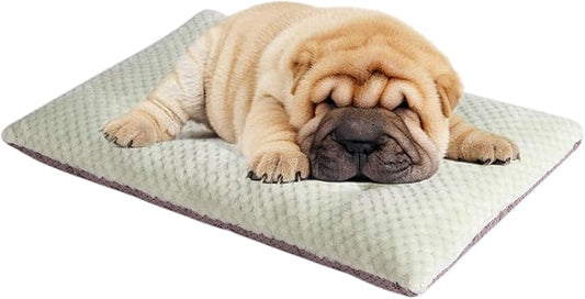 WONDER MIRACLE Fuzzy Deluxe Pet Beds, Super Plush Dog or Cat Beds Ideal for Dog Crates, Machine Wash & Dryer Friendly (15" x 23", S-Pastel Green)
