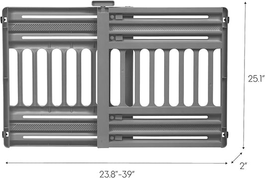 IRIS USA 24"-39" Dog Gate, Adjustable Indoor Pet Barrier, Pet Gate for Puppy, Small Dog, Cat, Easy Twist-to-Lock for Doorways & Stairs, Portable, Expandable, 25" Tall, Gray