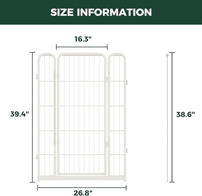 FXW Homeplus Unleashed Dog Playpen Designed for Indoor Use, 1 Add-on Gate, 40" Height for Medium and Large Dogs, White│Patented