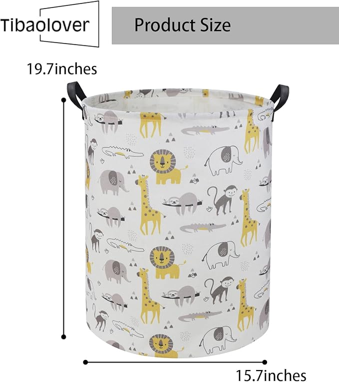 Animal Baby Laundry Basket Baby Hamper Kids Hamper Basket Toy Storage Bin for Boys Room Decor Baby Nursery Hamper Gift Baskets for Bedroom Bathroom(Grey Animal)