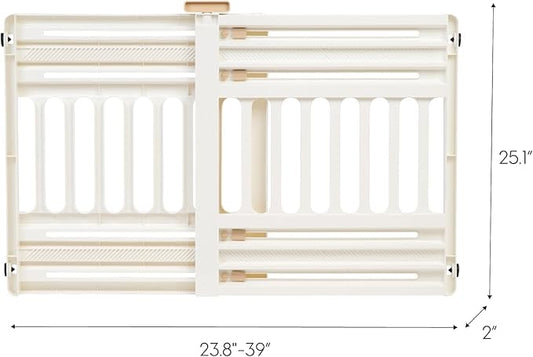 IRIS USA 24"-39" Dog Gate, Adjustable Indoor Pet Barrier, Pet Gate for Puppy, Small Dog, Cat, Easy Twist-to-Lock for Doorways & Stairs, Portable, Expandable, 25" Tall, 2-Pack, White
