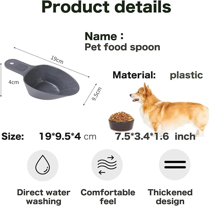3PCS Dog Food Scoop 1 Cup, Plastic Pet Food Scoop with Measuring Lines 1/2 Cup 1/4 Cup for Dogs Cats Birds and Rabbits