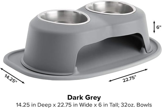 WeatherTech Double High Pet Feeding System - Elevated Dog/Cat Bowls - 6 inch High Dark Grey (DHC3206DGDG)