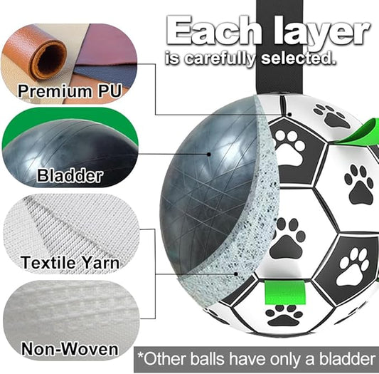 Amasiver Dog Toy Balls, Interactive Dog Toys for Tug of War, 6inch Dog Soccer Ball with 9 Nylon Straps for Indoor Outdoor, Dog Toys for Small Dogs & Medium Gift for Birthday