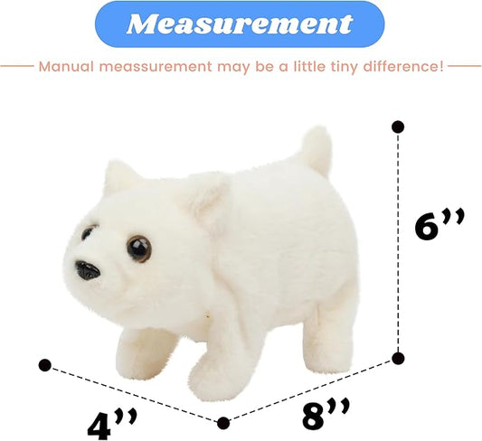 Hopearl Walking Polar Bear Interactive Electronic Pet Plush White Bear Toy with Sounds and Movements Animated Shaking Head Gifts for Toddlers Birthday, 9''