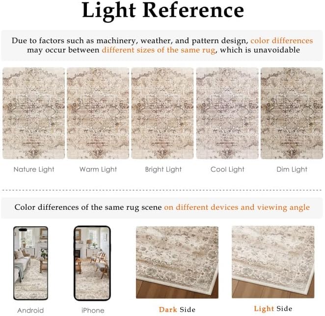 Washable Runner Rug 2x6 for Hallway Beige Vintage Long Carpet Soft Low Pile Non Slip Throw Rug Floral Distressed Accent Rug for Entryway Bathroom Office Laundry Dining Room