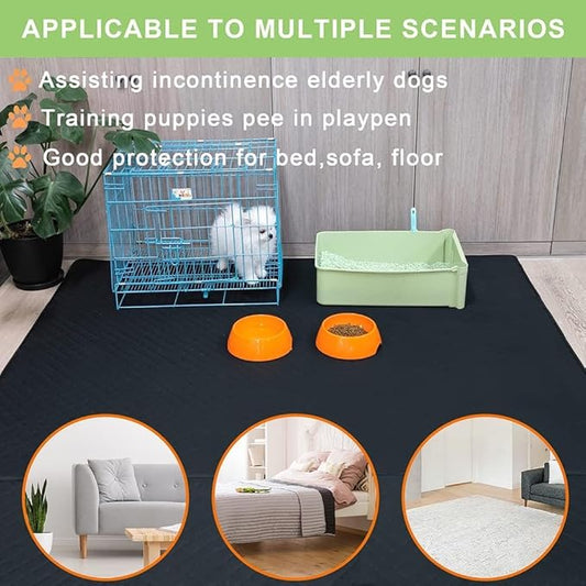 Washable Pee Pads for Dogs 72"×72" Reusable Puppy Pads Extra Large, Waterproof Pet Training Pads Leakage Non-Slip, Dog Pee Pads Whelping Pads for Playpen, Crate, Sofo, Car, Bed