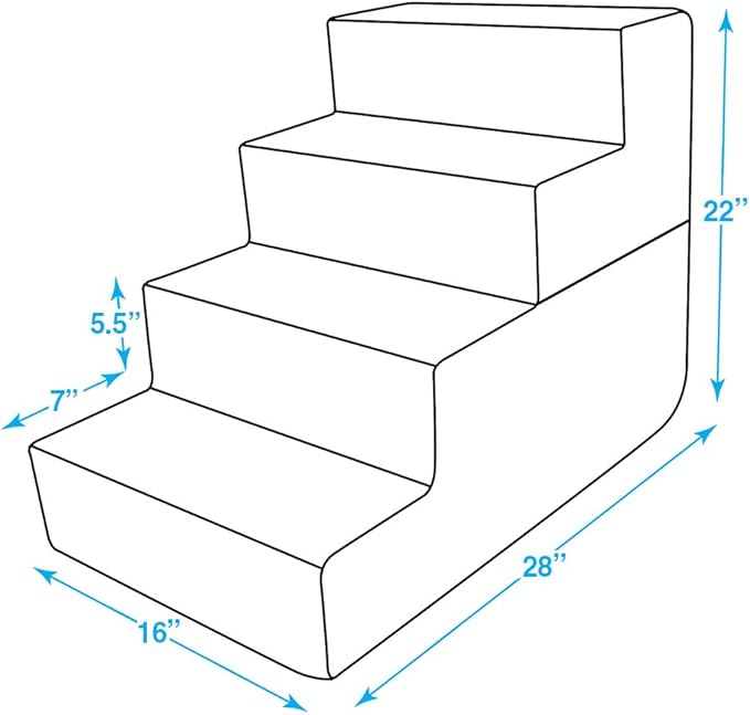 Best Pet Supplies Dog Stairs & Steps - Foam Steps for Small Dogs & Cats, Non-Slip Indoor Balanced Pet Step Support, Dog Ramp, No Assembly, Brown Lattice Print, Foldable 4-Step (22-inch Height)