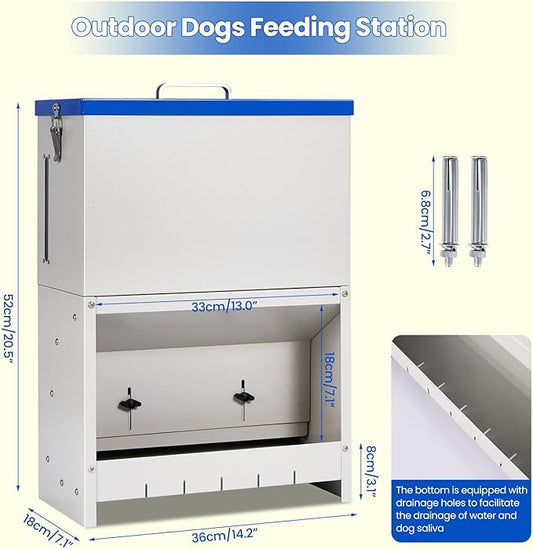 22lbs Gravity Dog Feeder - Automatic Dog Feeder Large Breed Outdoor Pet Feeding Station Auto Dry Food Dispenser for Pet Cat Dogs