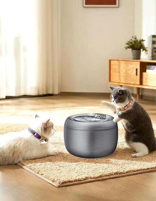 2.5-L Translucent Fountain Water Bowl Drinking Dispenser Pet Waterer for Cats Dogs