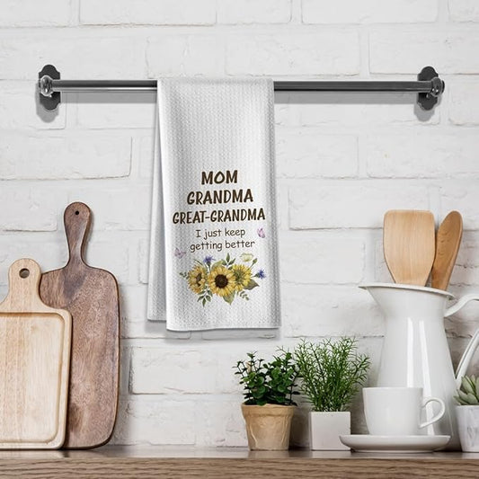 Kitchen Towels for Grandma-Funny Joked Hand Dish DéCor, Absorbent Tea Towel,Gifts for Great Grandmother On Birthday,Christmas,Mother's Day,Thanksgiving 16" x 24"