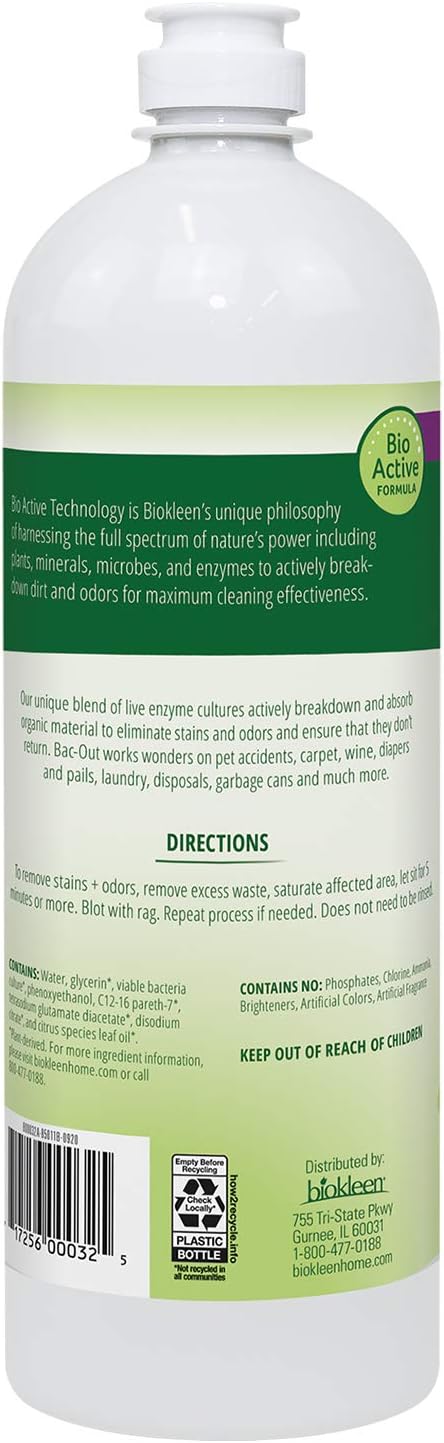 biokleen Bac Out Stain & Odor Eliminator with Live Enzyme Cultures, 32 oz