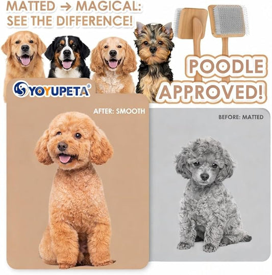 Large Dog Slicker Brush for Goldendoodles, Poodles - 3 in 1 Grooming Kit with Undercoat Rake, Comb - Extra Long Pins for Dematting Great Pyrenees, Thick Coats, Shedding, Detangling, Natural