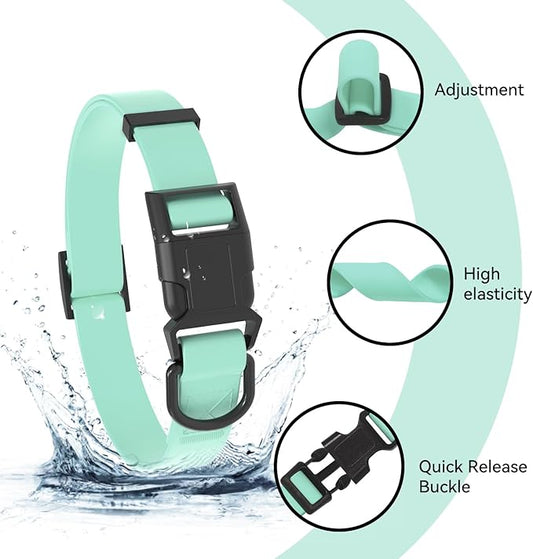 Waterproof Dog Collar, Easy to Clean Rubber Dog Collars with Quick Release Buckle Fits Small Medium or Large Dogs (Mint Green, M < 11.8-18.5 inch)