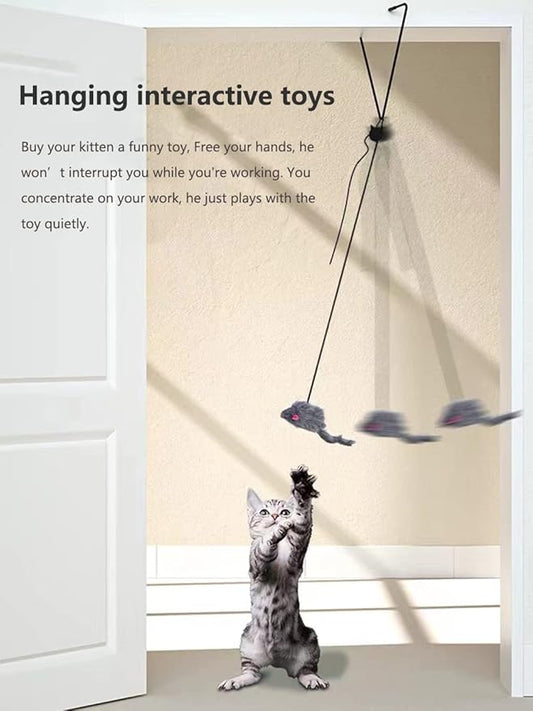 Kalimdor Interactive Cat Feather Toys,Retractable Teaser Toy ,Hanging Interactive Toys for Indoor Cats Kitten Play Chase Exercise, Kitten Mental Exercise Toys (2 Pack)