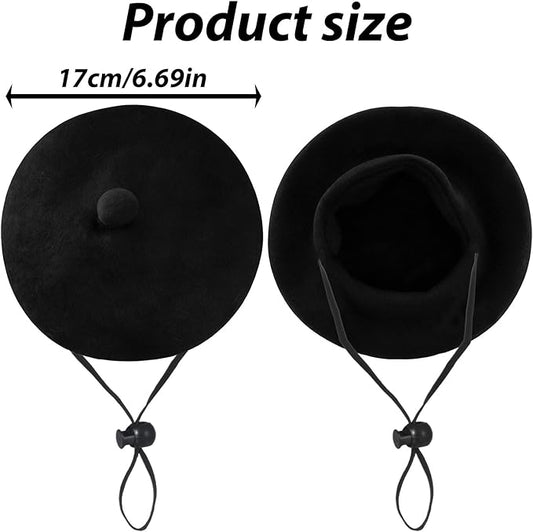 Dog Beret for Small Dogs Black Cat Beret Dog Hat Artist Pet Costume Dogs Fedora Hats Pet Headwear for Pets Cat Photo Props Christmas (Black)