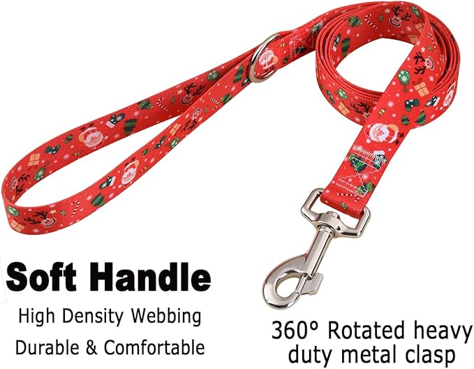 Christmas Dog Collar and Leash Set - Premium Adjustable Dog Collar for Small Medium Large Dogs (Christmas Set,XS)