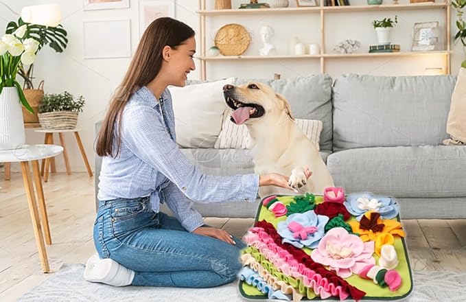 Snuffle Mat Dogs Pet Slow Feeding Mats Puppy Sniffing Pad,Cat Interactive Puzzle Toys for Small,Medium,Large Dogs,Encourages Natural Foraging Skills,Training,Stress Release (Leaf)