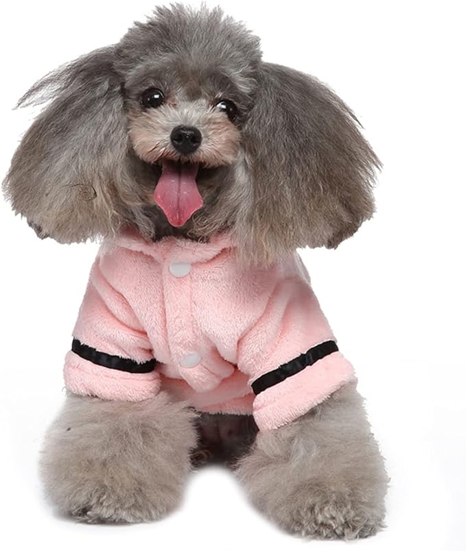Dog Bathrobe for Small Dogs Winter Luxury Soft Flannel Thickened Hooded Pajamas Quick Drying and Super Absorbent Dog Bath Towel Soft Pet Nightwear for Puppy Small Dogs Cats,Pink