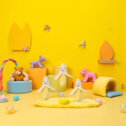 3 Pieces Yellow Banana Plush Squeeze Squeaker Puppy Dog Toys Plush Chew (Banana) Dog Squeak Toys