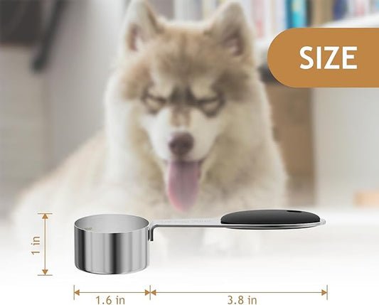 2PCS 1/8CUP(30ml) Dog Cat Food Scoop, Stainless Steel Measuring Cup, Metal Pet Scooper with Inner Precision Scale Measurement