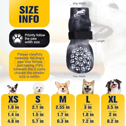 EXPAWLORER Anti Slip Dog Socks to Prevent Licking Paws, Dog Shoes for Hot Pavement, Dog Booties for Small Medium Large Senior Dogs, Traction Control Boots & Paw Protectors for Hardwood Floors
