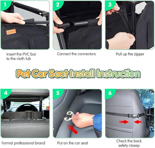 SWIHELP Dog Car Seat Puppy Portable Pet Booster Car Seat with Clip-On Safety Leash and Stable Fram, Anti-Collapse,Perfect for Small Pets