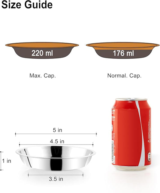 VENTION Small Shallow Cat Food Bowls, Outer Dia. 5 in Whisker Fatigue Cat Bowl, Stainless Steel Cat Food Dish for Indoor Cats, Set of 6 Replacement Cat Bowls for Raised Station(7.4 Fl.oz)