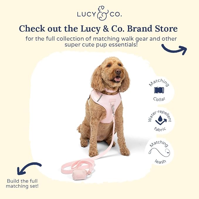 Lucy & Co. Rosewater Everyday Dog Poop Bag Holder - Cute Designer Pet Waste Bag Dispenser, One Size, Solid Light Pink