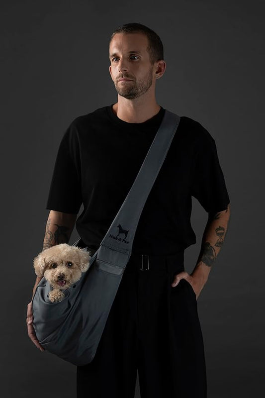 Noah & Paw Dog Sling Carrier for Small Dogs 5-18lb, Dog Sling for Small Dogs and Cats, Dog Carrier with Adjustable Padded Strap, Premium Twill, Lined with Fur, Double Safety Feature, Machine Washable