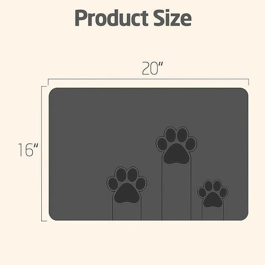 gogofree 16"×20" Gray Pet Feeding Mat, Absorbent Pet Placemat for Food and Water Bowl, Quick Dry Water Dispenser Mat for Dog and Cat, Non-Slip Mat for Messy Drinkers