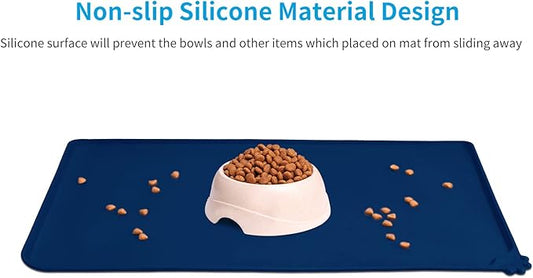 AUDWUD Silicone Waterproof Pet Feeding Mats,Anti Slip Bowl Pad, Dog Mat for Food and Water