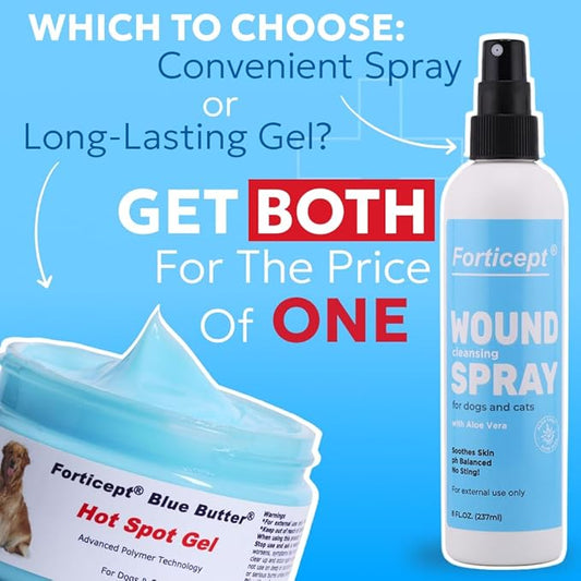 Forticept Blue Butter – Hot Spot Treatment for Dogs Cats | Dog Cat Wound Care | Skin Yeast Infections, Ringworm, Cuts, Rashes, First Aid Veterinary Strength Anti Itch Cream 4oz