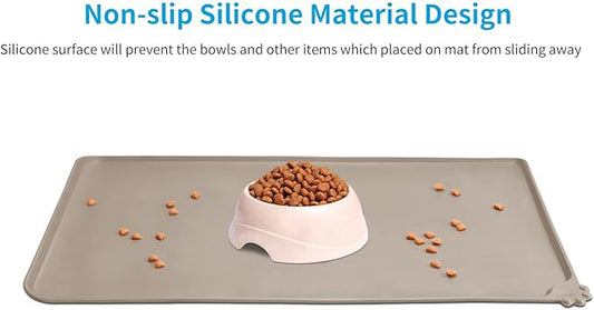 AUDWUD Silicone Waterproof Pet Feeding Mats,Anti Slip Bowl Pad, Dog Mat for Food and Water