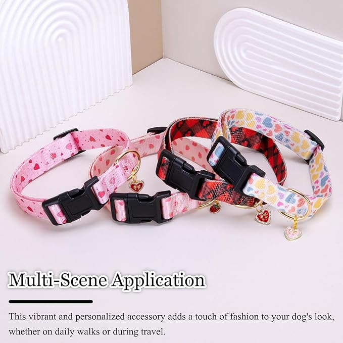 Pink Strawberry Pattern Dog Collar with Buckle Adjustable Safety Nylon Collars for Small Medium Large Dogs, Cute Stylish Girl Boy Christmas Dog Collar(Pink Strawberry,S)
