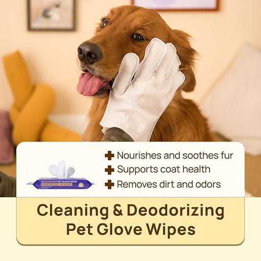 HICC PET Cleaning Deodorizing Glove Wipes for Dogs & Cats, Vet Recommended Hypoallergenic Hydrating & Nourish Fur Pet Grooming Glove Wipes, Pet Bathing Wipes for Horse Coat Care, 18pcs Rose Scent