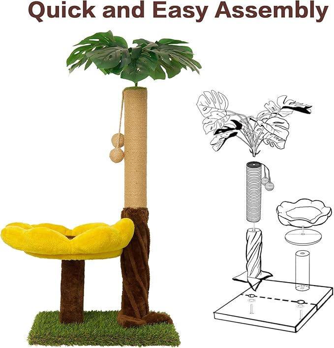 Cat Scratching Post, Cat Scratcher Kitten Scratch Post,Sisal Rope for Indoor Cats, Claw Scratcher for Indoor Cats and Kittens (Sunflower Cat Bed)