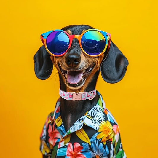 Adjustable Summer Dog Collar - Cute Pink Flamingo Dog Collars for Large Dogs, Durable Boy Girl Dogs Heavy Duty Metal Buckle Collar L
