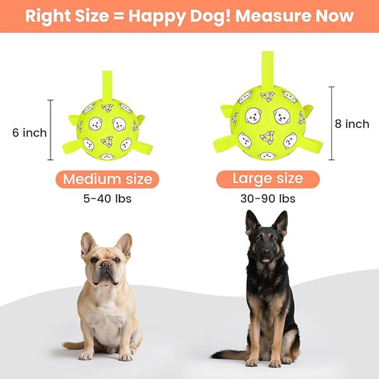 Dog Soccer Ball, Durable Dog Soccer Ball with Straps, Water Fetch Toys, Dog Toys Outdoor, Fun Puppy Birthday Gift for Small & Medium Dogs, 6 Inch