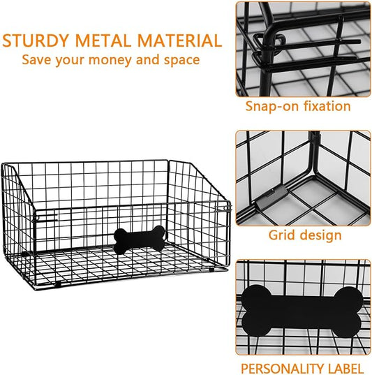 Geyecete 2 Pack Toy box for dogs large Dog Toy organizer Pet wire folding basket dog toy container dog toy box -Can be Personalized-Black