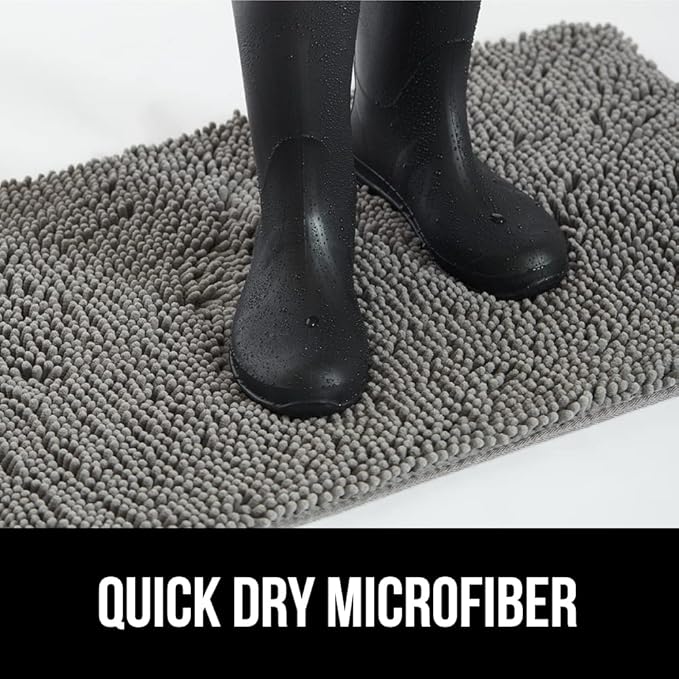 GORILLA GRIP SoakSTOPPER Dog Door Mat, Machine Washable Rug Absorbent Doormat Captures Moisture Mud Dirt, Quick Dry Soft Chenille Entryway Rugs Indoor Entrance Mats for Dog Paws, 24x17 Grey