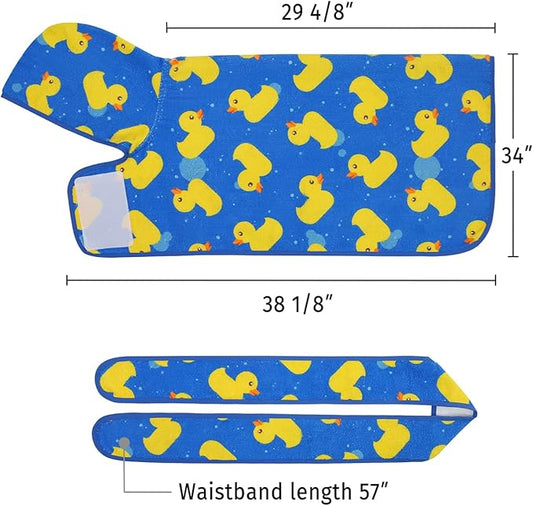 HDE Dog Bathrobe Super Absorbent Quick Drying Puppy Towel Wrap Coat Adjustable After Bath Robes with Hood for Dog Sizes S-XXL Blue Rubber Ducks XXL