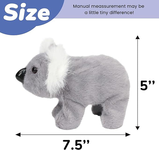 Hopearl Walking Koala Interactive Crawling Wild Animal Electronic Plush Toy Animated Gifts for Toddlers Birthday, Gray, 8''