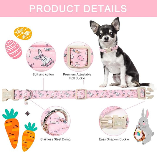 Unique style paws Dog Collar Plastic Buckle with Pendant Puppy Collar for Easter Carrot Rabbit for Small Medium Large Boys Girls Dogs