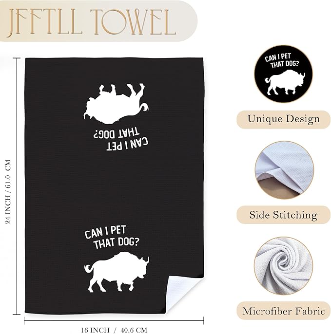 Funny Cow Kitchen Towels, Gifts for Cow Lovers, Animal Lover Gifts Dish Tea Towels for Kitchen Decor, Can I Pet That Dog Decorative Hand Towel for Bathroom, 16x24 Inch