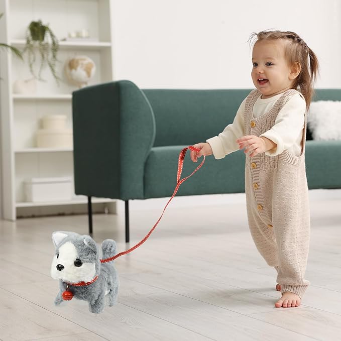 Plush Toys Walking Dog Toys that Can Walk, Bark and Wag Tail,Interactive Electronic Pet Toys Puppy with Leash,Easter Christmas Birthday Gift for Toddlers Kids