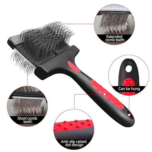 Double-Sided Slicker Brush for Dogs Flexible Soft-Tip Dog Brush Professional Pet Grooming Brush for Dogs,Poodles,Doodles,Golden,Labradoodles Remove Loose Hair/Undercoat/Tangles