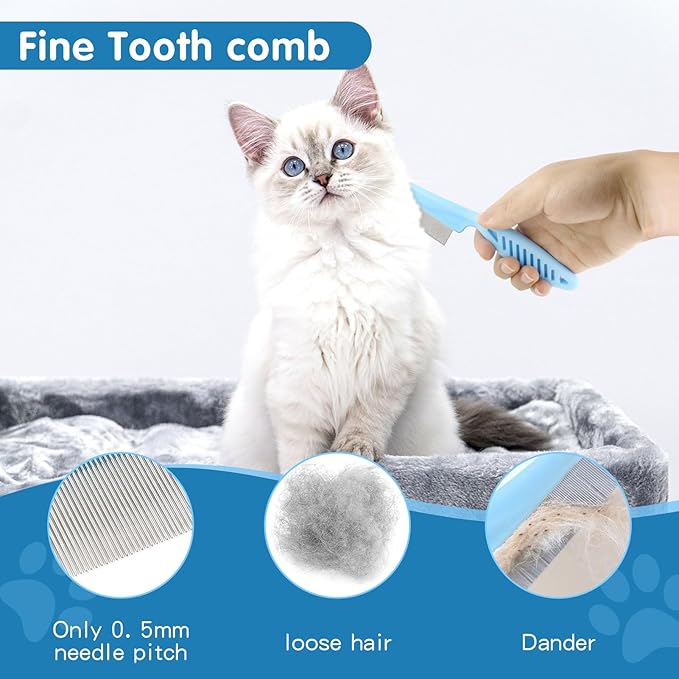 Dog Brush Dog Grooming Kit 6PCS Dog Brush for Shedding-Dog Brushes for Grooming, Dematting Comb for Dogs, Cat Nail Clipper with Nail File, Flea Comb, Bath Brush(Blue)