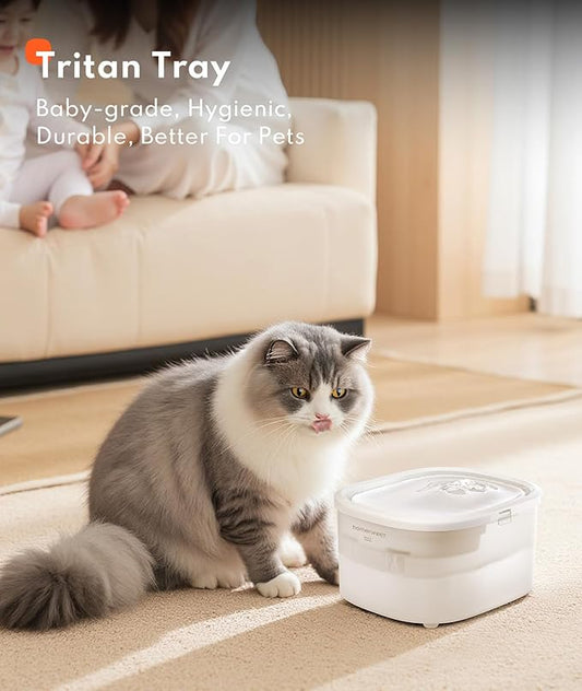 Homerunpet Tritan Pet Water Fountain - Dishwasher Safe, Ultra-Quiet, Automatic Filtered Cat & Dog Dispenser, 2.5L
